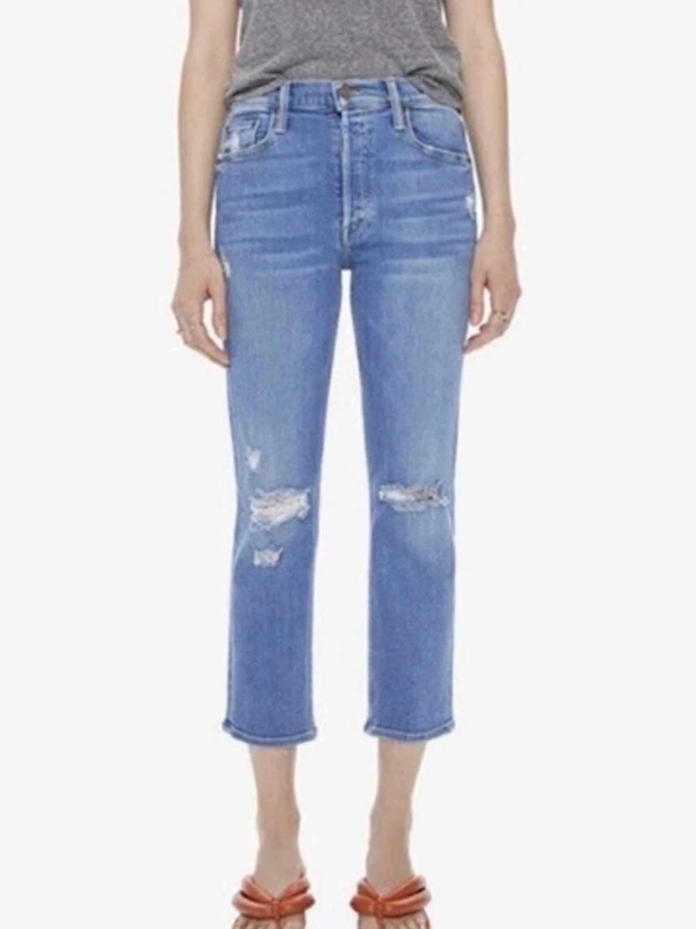 MOTHER The Tomcat Play Like A Pirate High Rise Distressed Jeans Blue Size 30